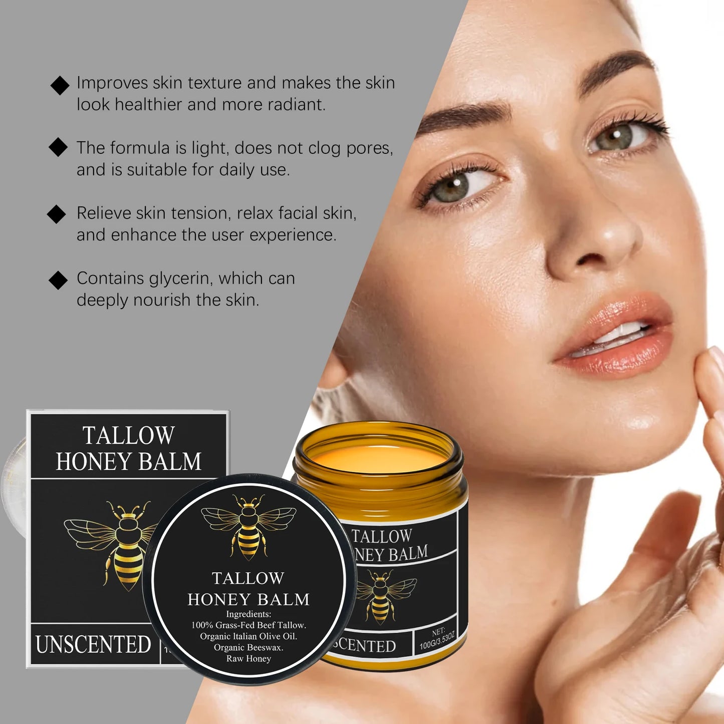 Honey Balm - Organic Grass Fed Moisturizer - Tallow