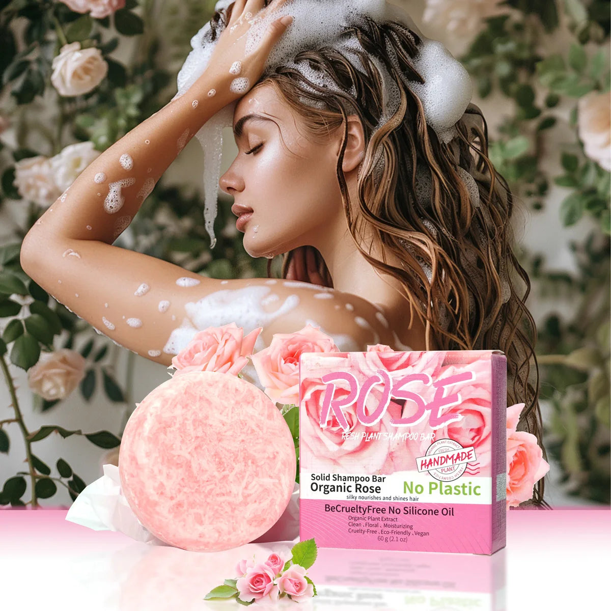 Organic Pink Rose Shampoo Soap